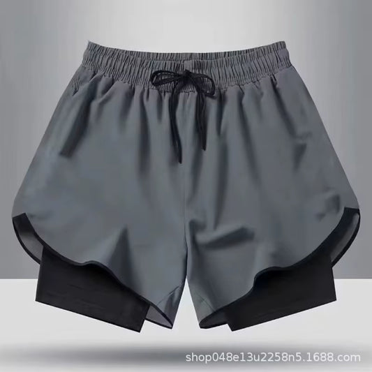 Men'S Quick Dry Elastic Basketball Training Summer Thin Casual Running Pants Sporty Two-Piece Set Lightweight Comfortable Fit