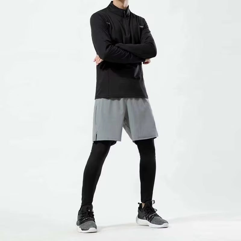 Men'S Quick Dry Elastic Basketball Training Summer Thin Casual Running Pants Sporty Two-Piece Set Lightweight Comfortable Fit