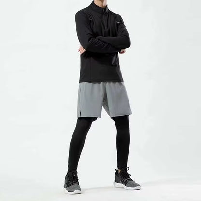 Men'S Quick Dry Elastic Basketball Training Summer Thin Casual Running Pants Sporty Two-Piece Set Lightweight Comfortable Fit