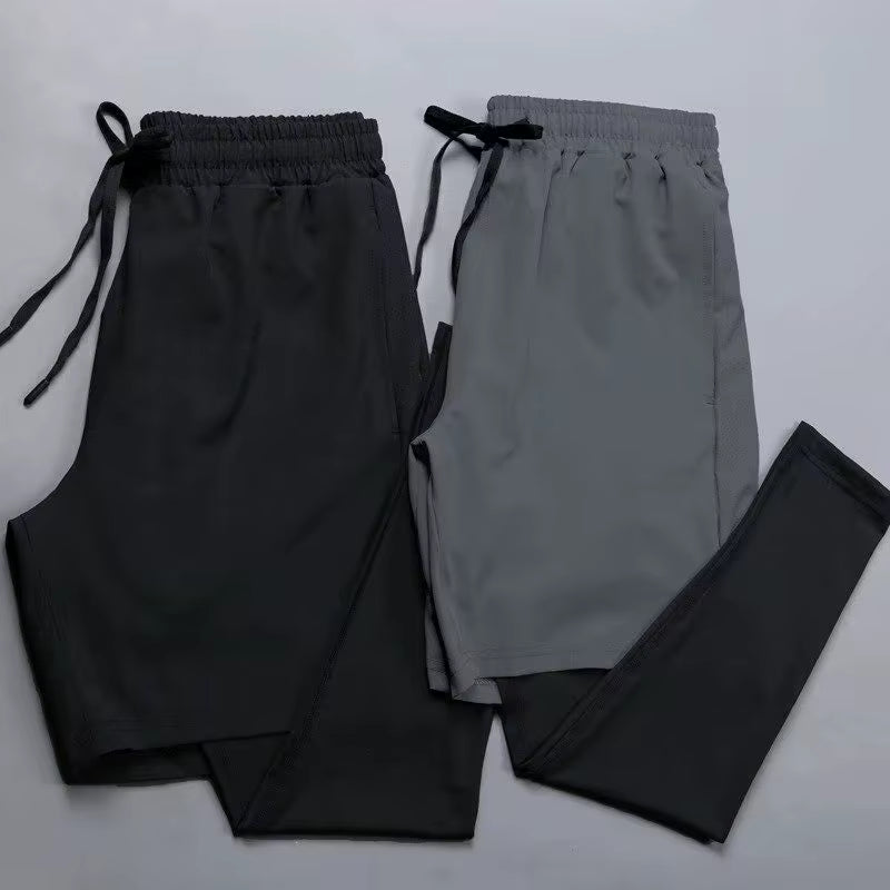 Men'S Quick Dry Elastic Basketball Training Summer Thin Casual Running Pants Sporty Two-Piece Set Lightweight Comfortable Fit