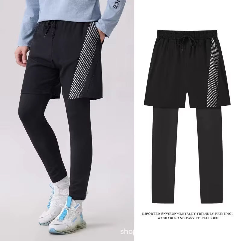 Men'S Quick Dry Elastic Basketball Training Summer Thin Casual Running Pants Sporty Two-Piece Set Lightweight Comfortable Fit