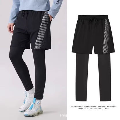 Men'S Quick Dry Elastic Basketball Training Summer Thin Casual Running Pants Sporty Two-Piece Set Lightweight Comfortable Fit