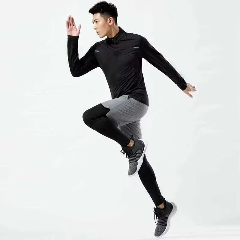 Men'S Quick Dry Elastic Basketball Training Summer Thin Casual Running Pants Sporty Two-Piece Set Lightweight Comfortable Fit
