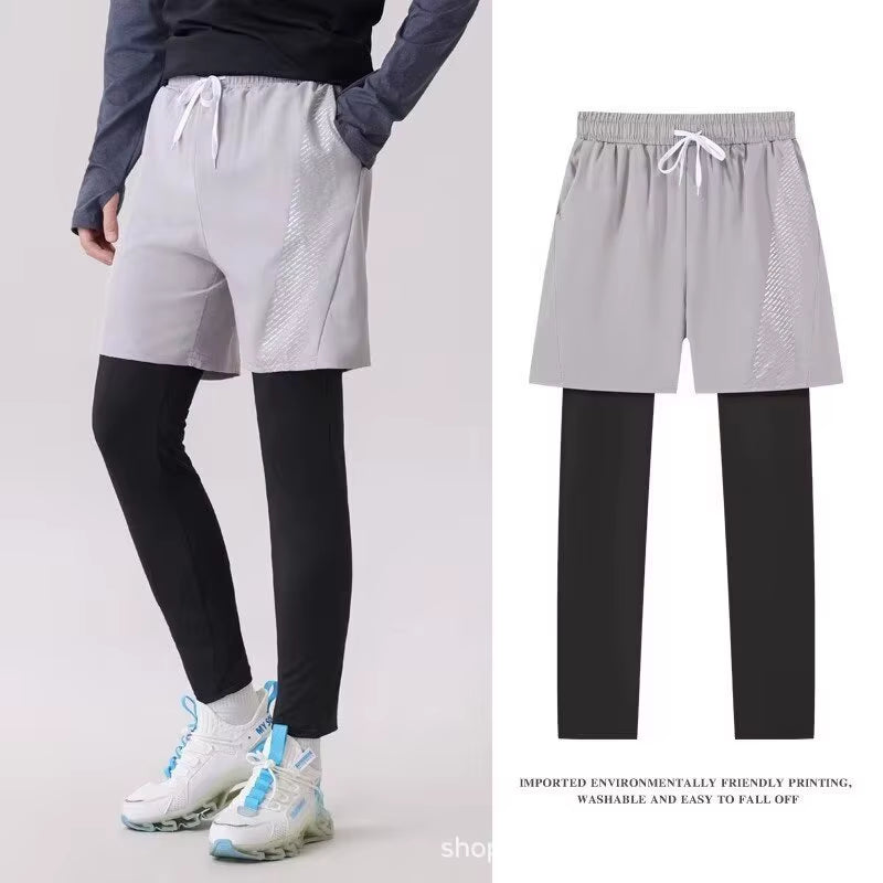 Men'S Quick Dry Elastic Basketball Training Summer Thin Casual Running Pants Sporty Two-Piece Set Lightweight Comfortable Fit