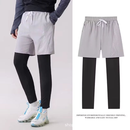 Men'S Quick Dry Elastic Basketball Training Summer Thin Casual Running Pants Sporty Two-Piece Set Lightweight Comfortable Fit