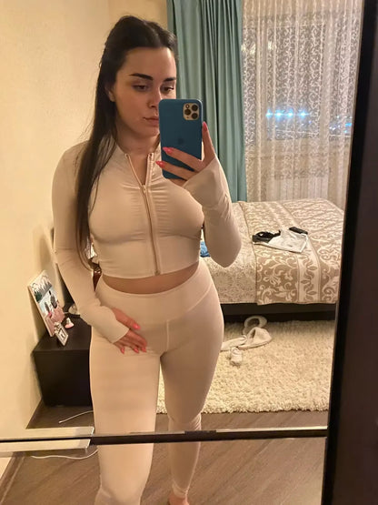 Gym Set Women Tracksuit Clearance Sale Yoga Suit for Fitness 2025 Sport Outfit for Woman Sportswear Pilates Clothes Khaki XL L